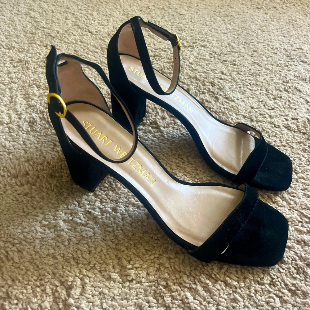 Stuart Weitzman Black Nearlynude Strap Sandal